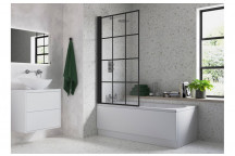 EPS SINGLE STRAIGHT BATH SCREEN - BLACK FRAMED