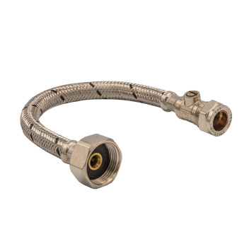 15MM X 1/2\"  FLEXIBLE TAP CONNECTOR CW ISO VALVE WRAS APPROVED