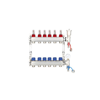 RELION PRE ASS. STAINLESS STEEL UFH MANIFOLD 6 OUTLETS (INC PG & AV)