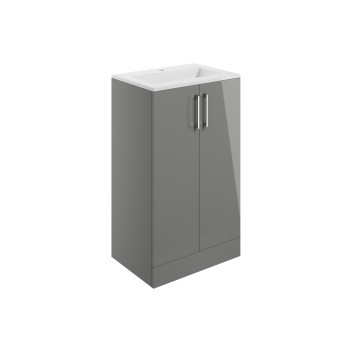 PJH VOLTA 500MM 2 DOOR FLOOR STANDING VANITY UNIT INC. BASIN - GREY GL
