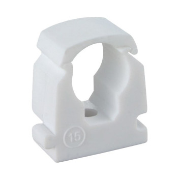 FM CLIP LINK PIPE CLIP 15MM SINGLE WHITE
