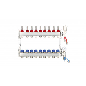 RELION PRE ASS. STAINLESS STEEL UFH MANIFOLD 9 OUTLETS (INC PG & AV)