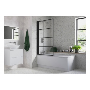 EPS SINGLE STRAIGHT BATH SCREEN - BLACK FRAMED