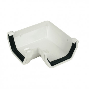FLOPLAST 114MM WHITE SQUARELINE GUTTER 90 DEGREE ANGLE FLORAS1